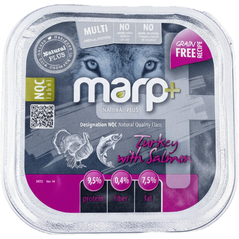 Marp Natural Plus vanička pro psy krůtí s lososem 150g