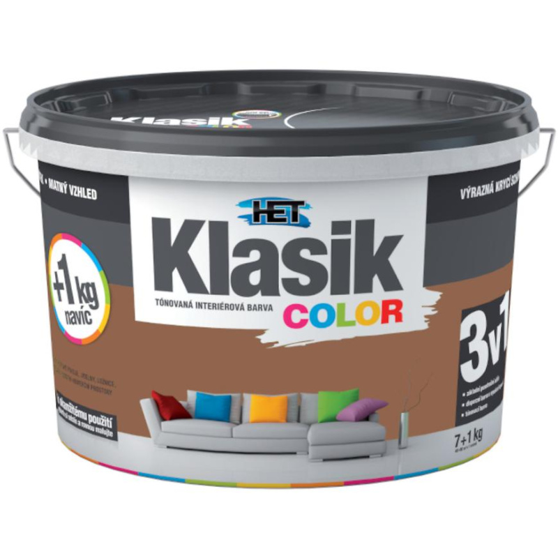 Het Klasik Color 0277 hnědý čokoládový 7+1kg + akrylátový tmel HET 400g zdarma