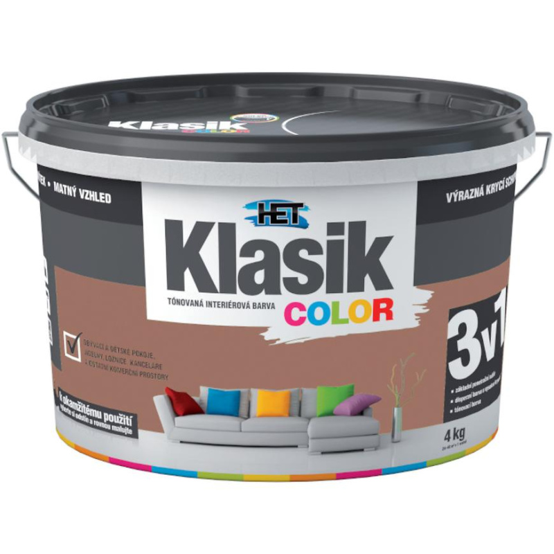 Malba interiérová HET Klasik Color hnědý čokoládový 4 kg