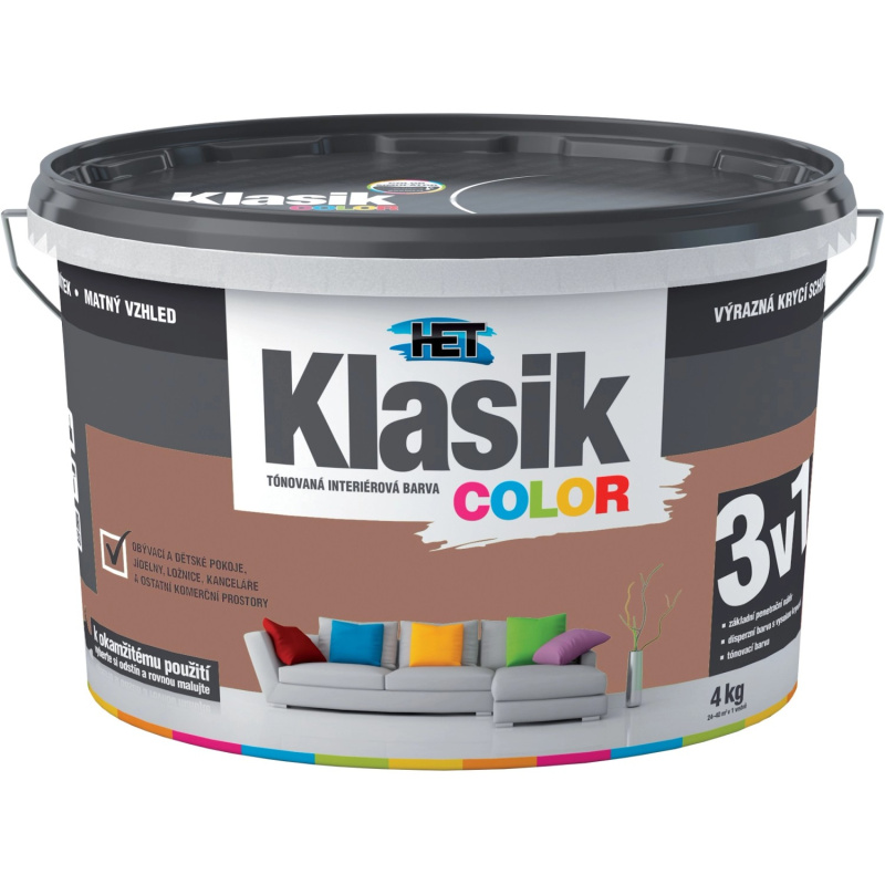 Malba interiérová HET Klasik Color hnědý čokoládový 4 kg