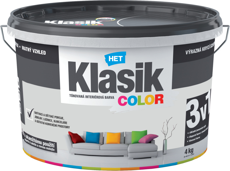 Malba interiérová HET Klasik Color šedý platinový 4 kg