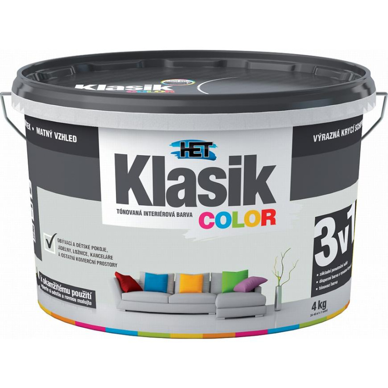 Malba interiérová HET Klasik Color šedý platinový 4 kg