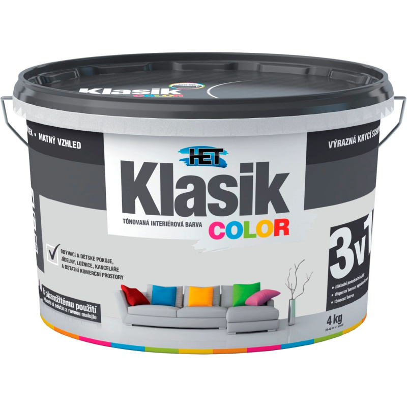 Malba interiérová HET Klasik Color šedý platinový 4 kg