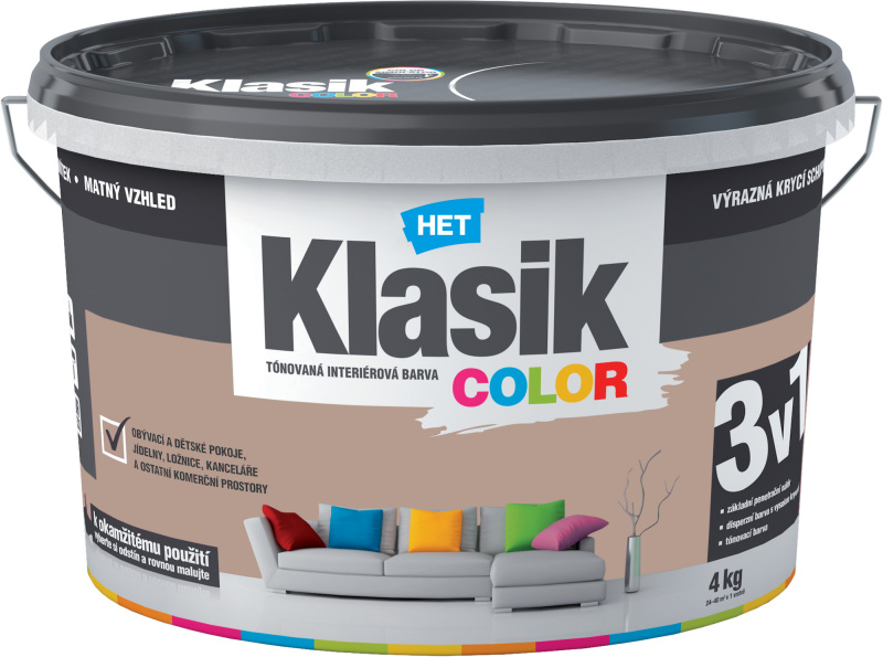 Malba interiérová HET Klasik Color hnědý ořechový 4 kg