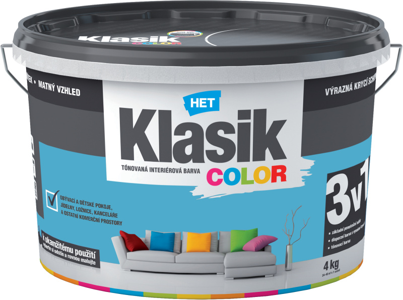 Malba interiérová HET Klasik Color modrý tyrkysový 4 kg