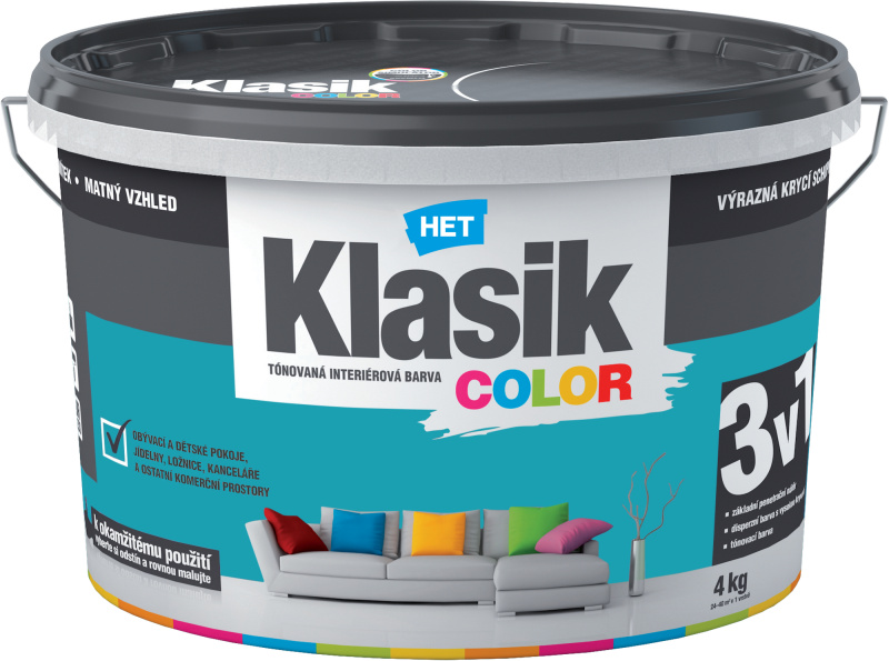 Malba interiérová HET Klasik Color zelený tyrkysový 4 kg