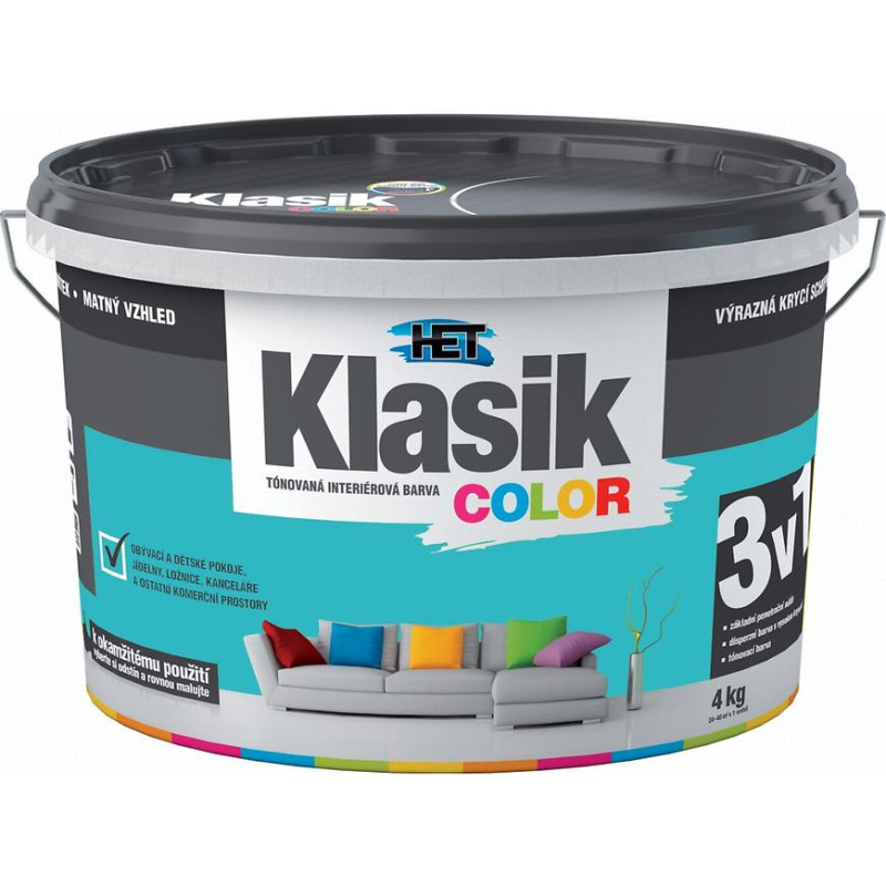 Malba interiérová HET Klasik Color zelený tyrkysový 4 kg