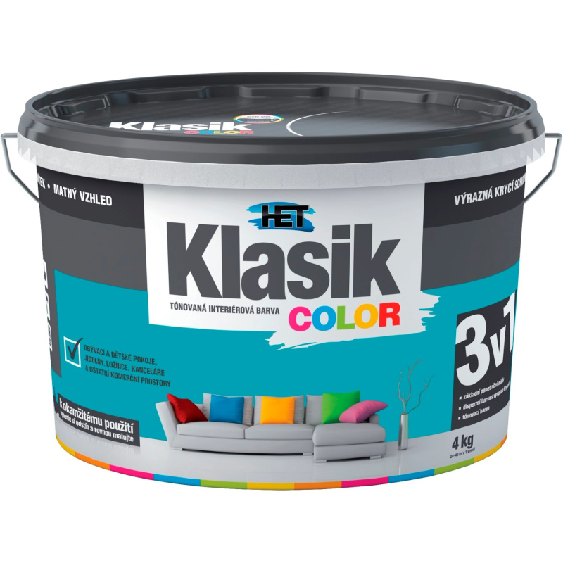 Malba interiérová HET Klasik Color zelený tyrkysový 4 kg
