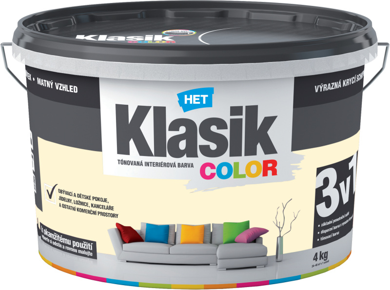 Malba interiérová HET Klasik Color žlutý vanilkový 4 kg