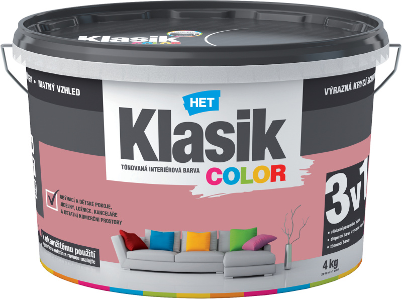 Malba interiérová HET Klasik Color červený cihlový 4 kg
