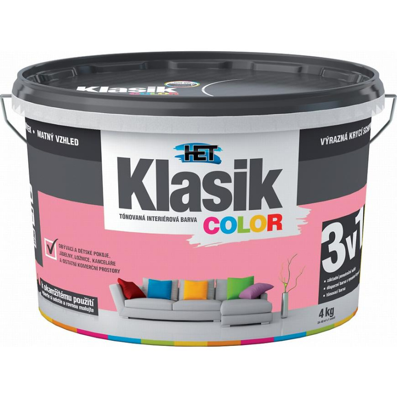 Malba interiérová HET Klasik Color růžový 4 kg