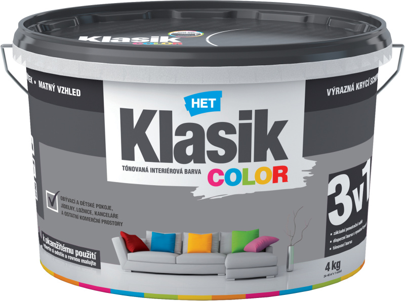 Malba interiérová HET Klasik Color šedý betonový 4 kg