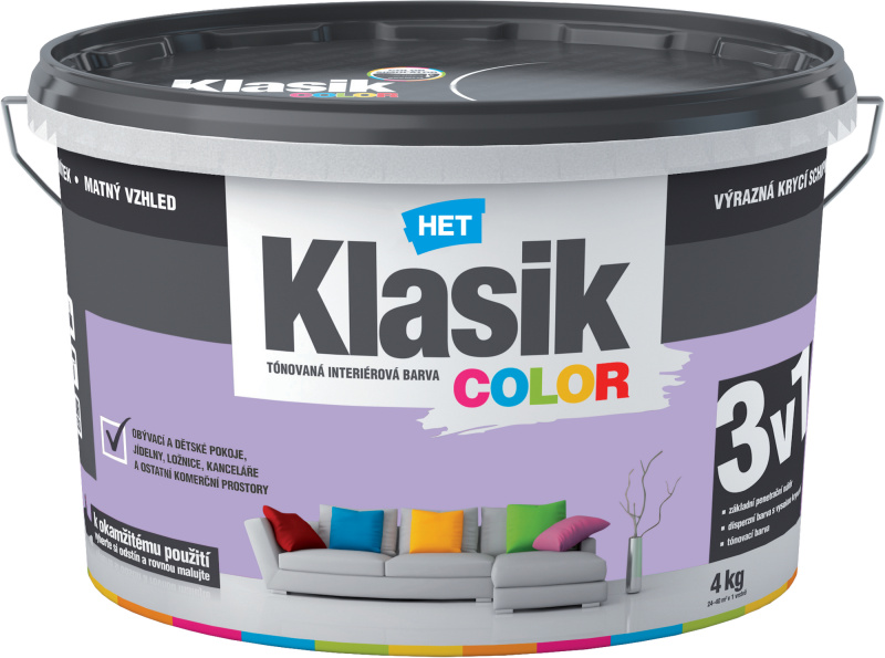 Malba interiérová HET Klasik Color fialový lila 4 kg