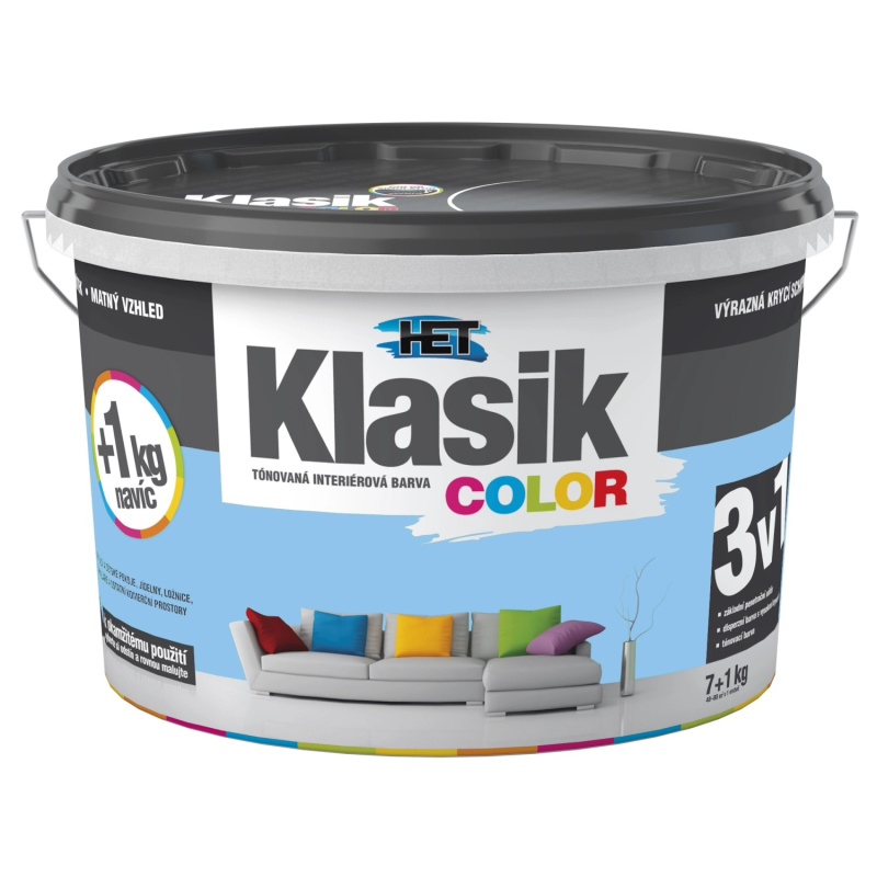 Het Klasik Color 0407 modrý blankytný 7+1kg + akrylátový tmel HET 400g zdarma