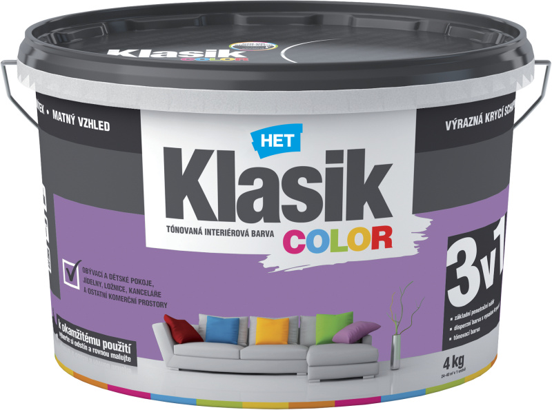 Malba interiérová HET Klasik Color modrý blankytný 4 kg