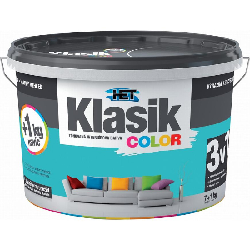 Het Klasik Color 0588 zelený tyrkysový 7+1kg + akrylátový tmel HET 400g zdarma