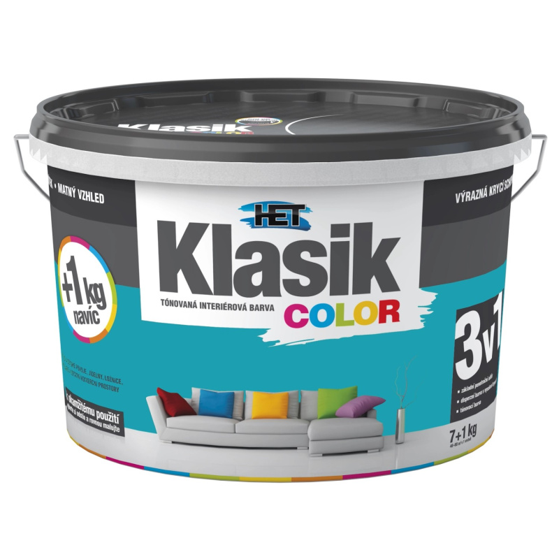 Het Klasik Color 0588 zelený tyrkysový 7+1kg + akrylátový tmel HET 400g zdarma