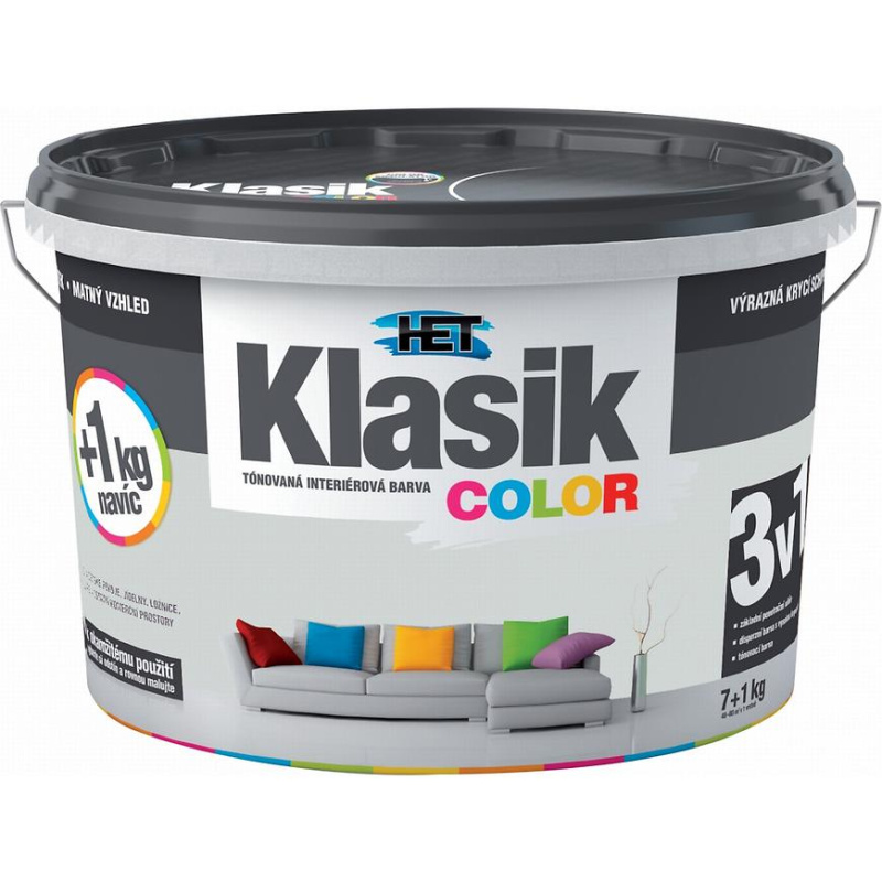 Het Klasik Color 0117 šedý platinový 7+1kg + akrylátový tmel HET 400g zdarma