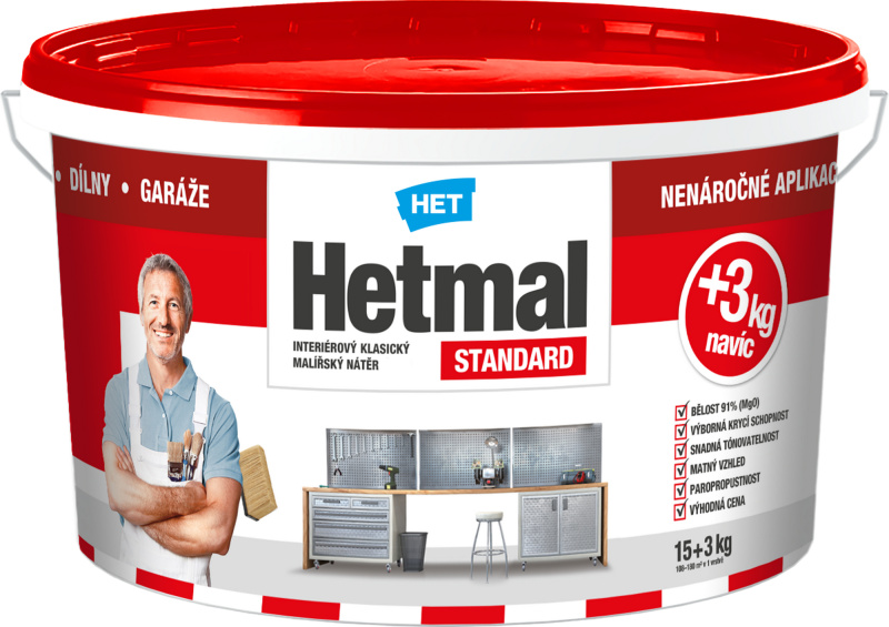Malba interiérová HET Hetmal Standard bílá 15+3 kg