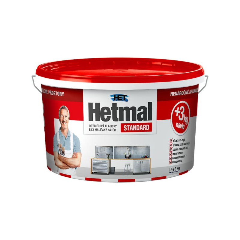 Malba interiérová HET Hetmal Standard bílá 15+3 kg