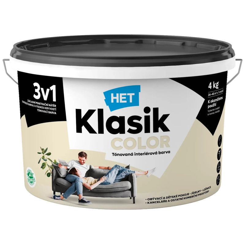 HET Klasik COLOR Tónovaná interiérová barva KC 0017 bílá smetanová, 4 kg