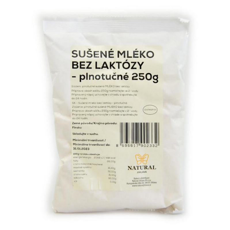 NATURAL JIHLAVA Sušené mléko bez laktózy plnotučné natural 250 g