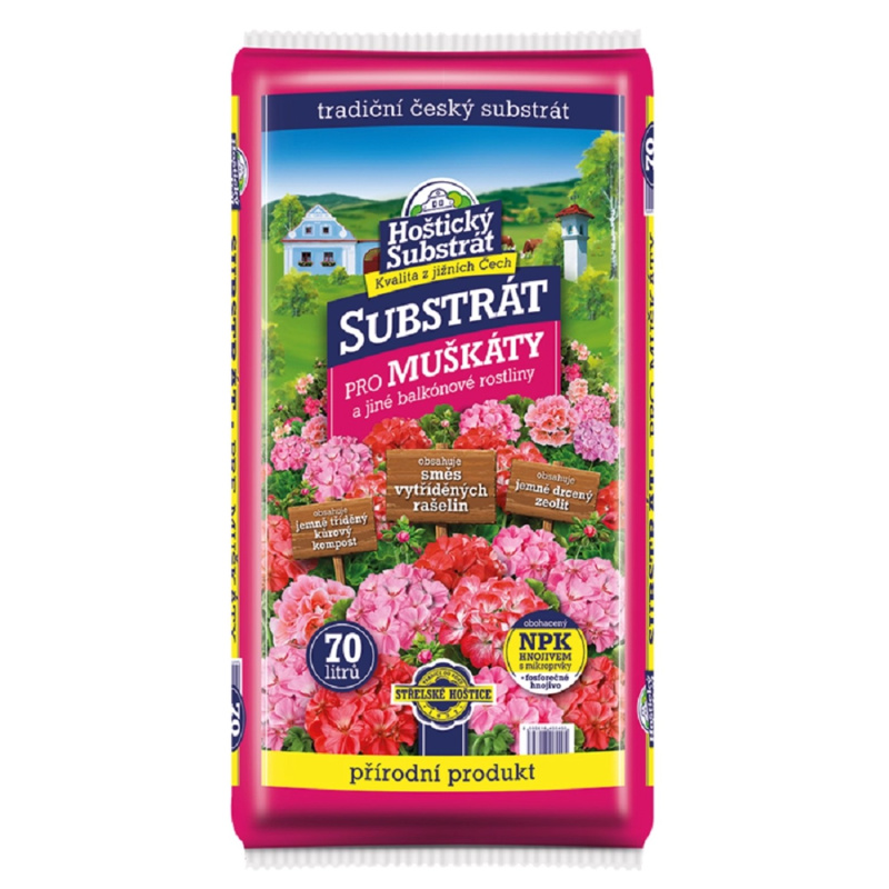 Hoštický Substrát pro muškáty a jiné balkónové rostliny 70 l