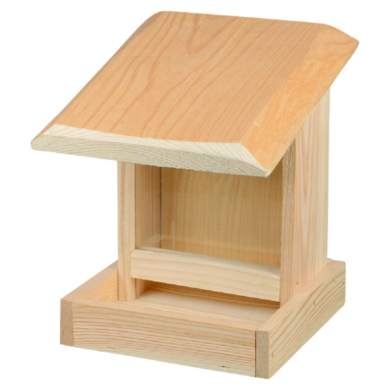 Krmítko Dřevěné krmítko přírodní prosklené 24 x 19 x 21 cm