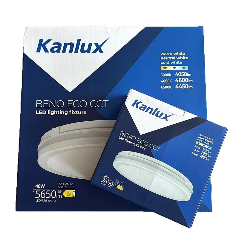 Kanlux Sada LED stropních svítidel BENO ECO bílá 40+20W 3000/4000/6500K 2dílná