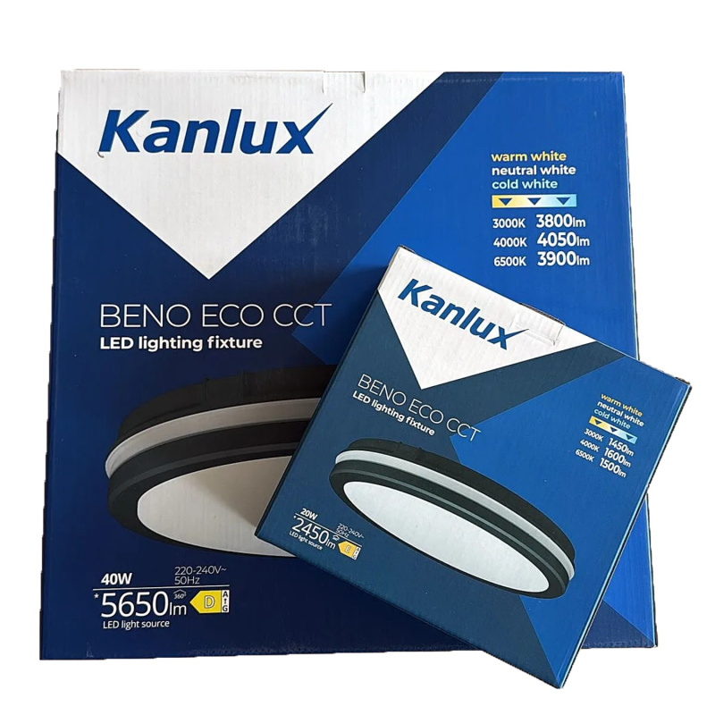 Kanlux Sada LED stropních svítidel BENO ECO černá 40+20W 3000/4000/6500K 2dílná