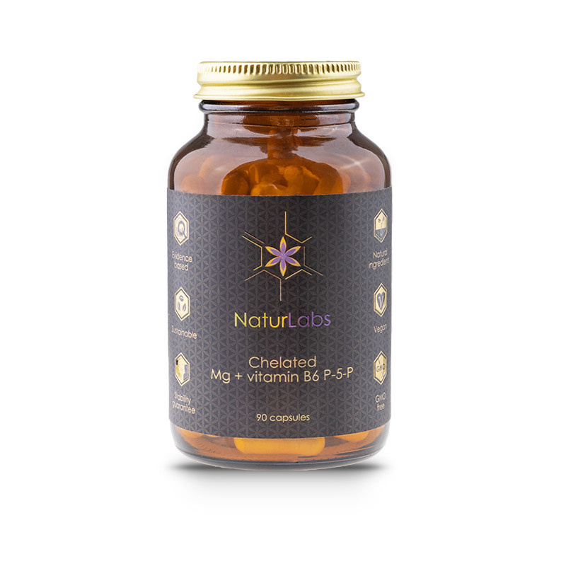 NaturLabs Relax Hořčík Chelát bisglycinát + Bioaktivní Vitamin B6 90 kapslí