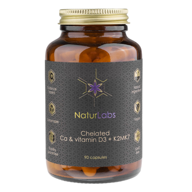 NaturLabs Vápník Chelátový + D3 & K2 90 kapslí