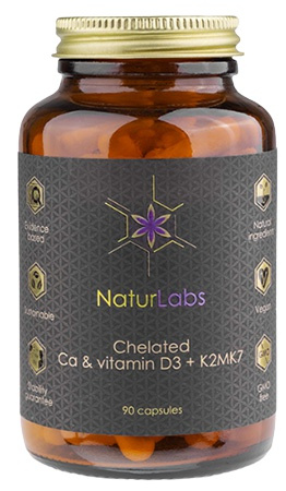 NaturLabs Vápník Chelátový + D3 & K2 90 kapslí