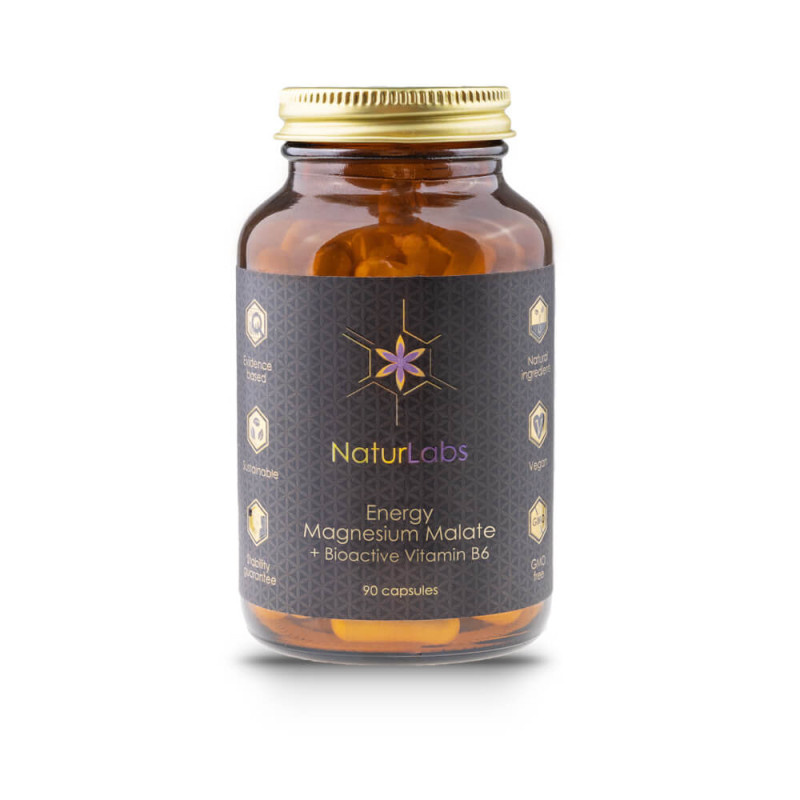 NaturLabs Energy Magnesium Malate + Bioactive Vitamin B6 90 kapslí