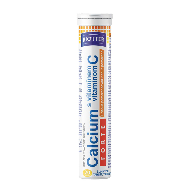 BIOTTER Calcium FORTE s vitamínem C pomeranč tablety 20 ks