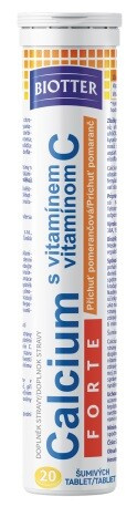 BIOTTER Calcium FORTE s vitamínem C pomeranč tablety 20 ks