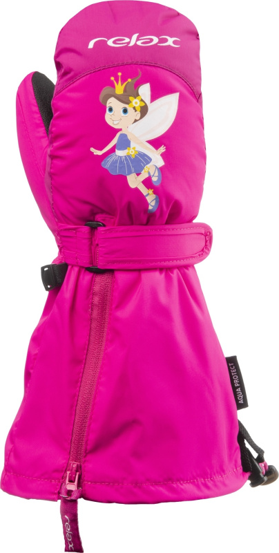 Dětské lyžařské rukavice RELAX Puzzyto růžové Velikost: 4Y