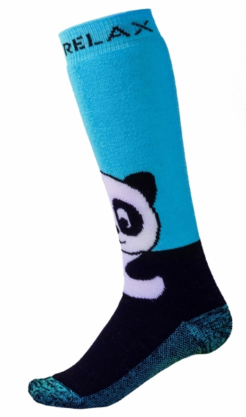 Dětské lyžařské ponožky RELAX Panda modré Velikost: 3XS