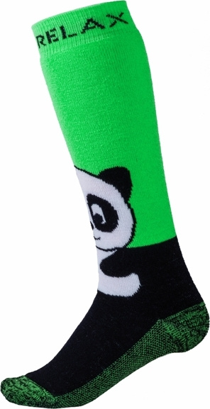 Dětské lyžařské ponožky RELAX Panda zelené Velikost: 3XS