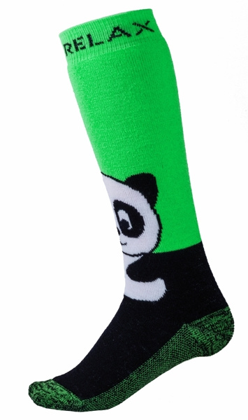 Dětské lyžařské ponožky RELAX Panda zelené Velikost: XS