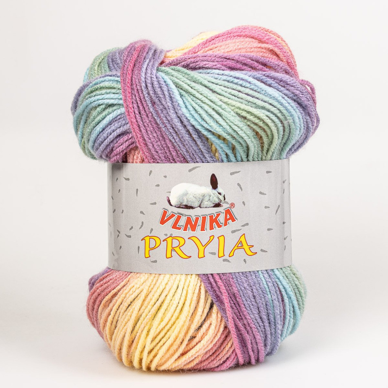 Pletací příze Vlnika  PRYIA 108 fialovo-růžovo-lososová, melírovaná, 100g/245m