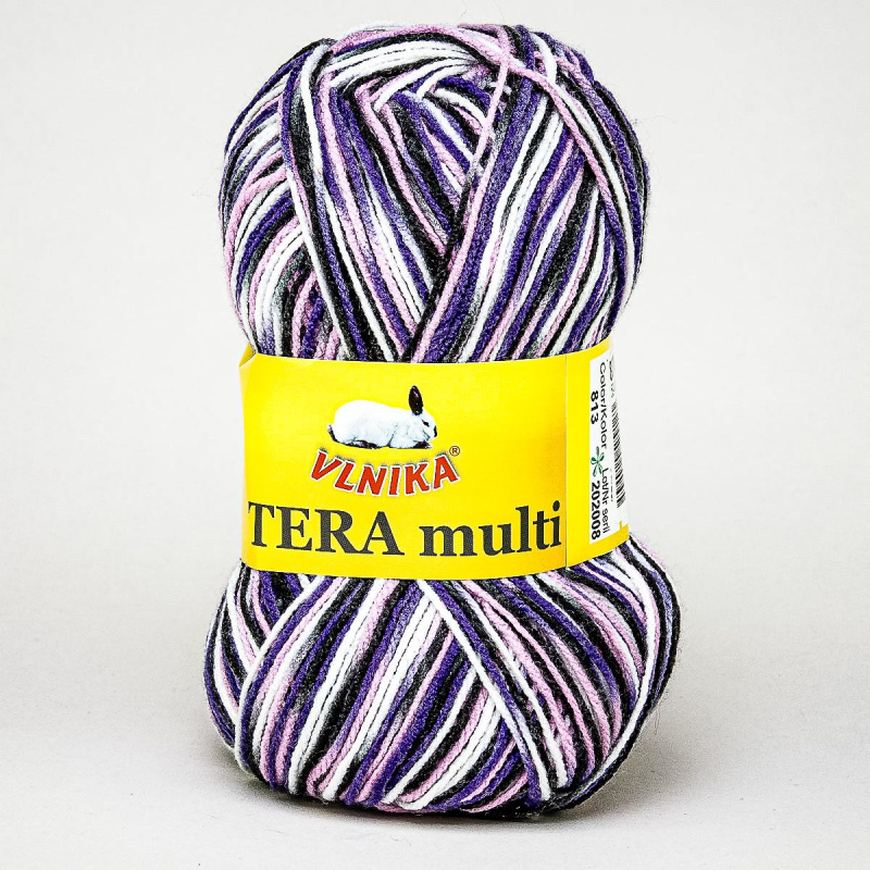 Pletací příze Vlnika TERA MULTI 813 fialová, melírovaná, 100g/300m
