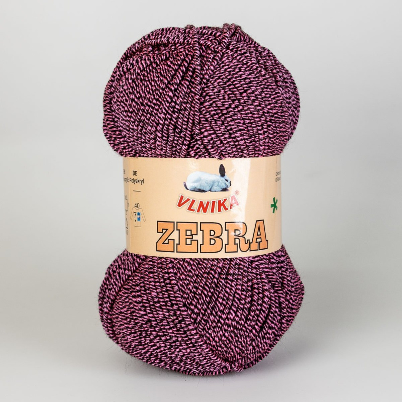 Pletací příze Vlnika ZEBRA 421 vínová, melírovaná, 100g/195m
