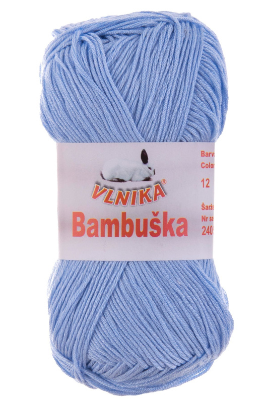 Pletací / háčkovací příze Vlnika BAMBUŠKA 12 modrá, klasická, bambusová, 50g/205m