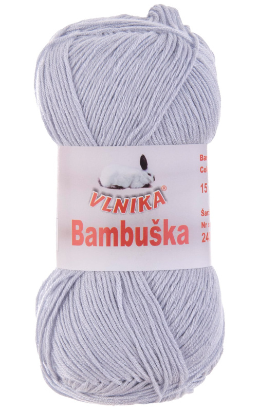 Pletací / háčkovací příze Vlnika BAMBUŠKA 15 světle šedá, klasická, bambusová, 50g/205m