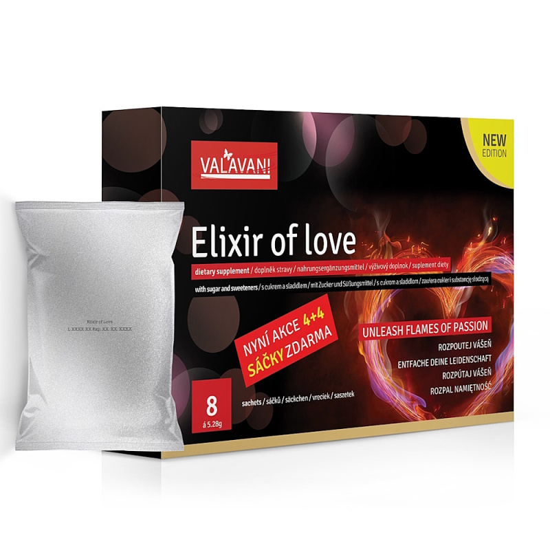Valavani Elixir of love Rozpustné afrodiziakum pro muže i ženy | 4 x 5,28g