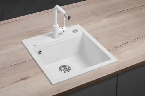 Concept Granitový dřez bez odkapu DG00C50wh Cubis BÍLÝ