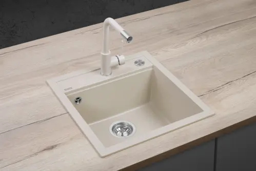 Concept Granitový dřez bez odkapu DG00C50be Cubis BÉŽOVÝ