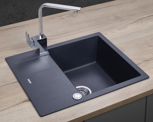 Concept Granitový dřez s odkapem DG05C45dg Cubis TMAVĚ ŠEDÝ