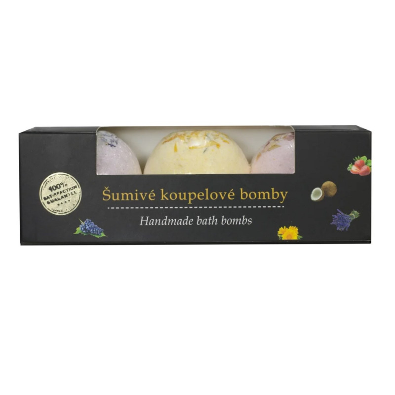 VIVACO Vánoční balíček Šumivých bomb do koupele levandule, měsíček, růže 1 ks
